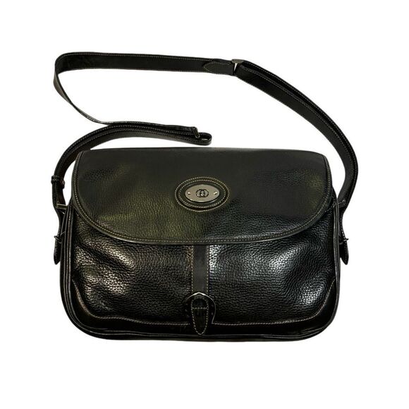 GUCCI Vintage Dark Navy Blue Leather Messenger Bag - Picture 1 of 16